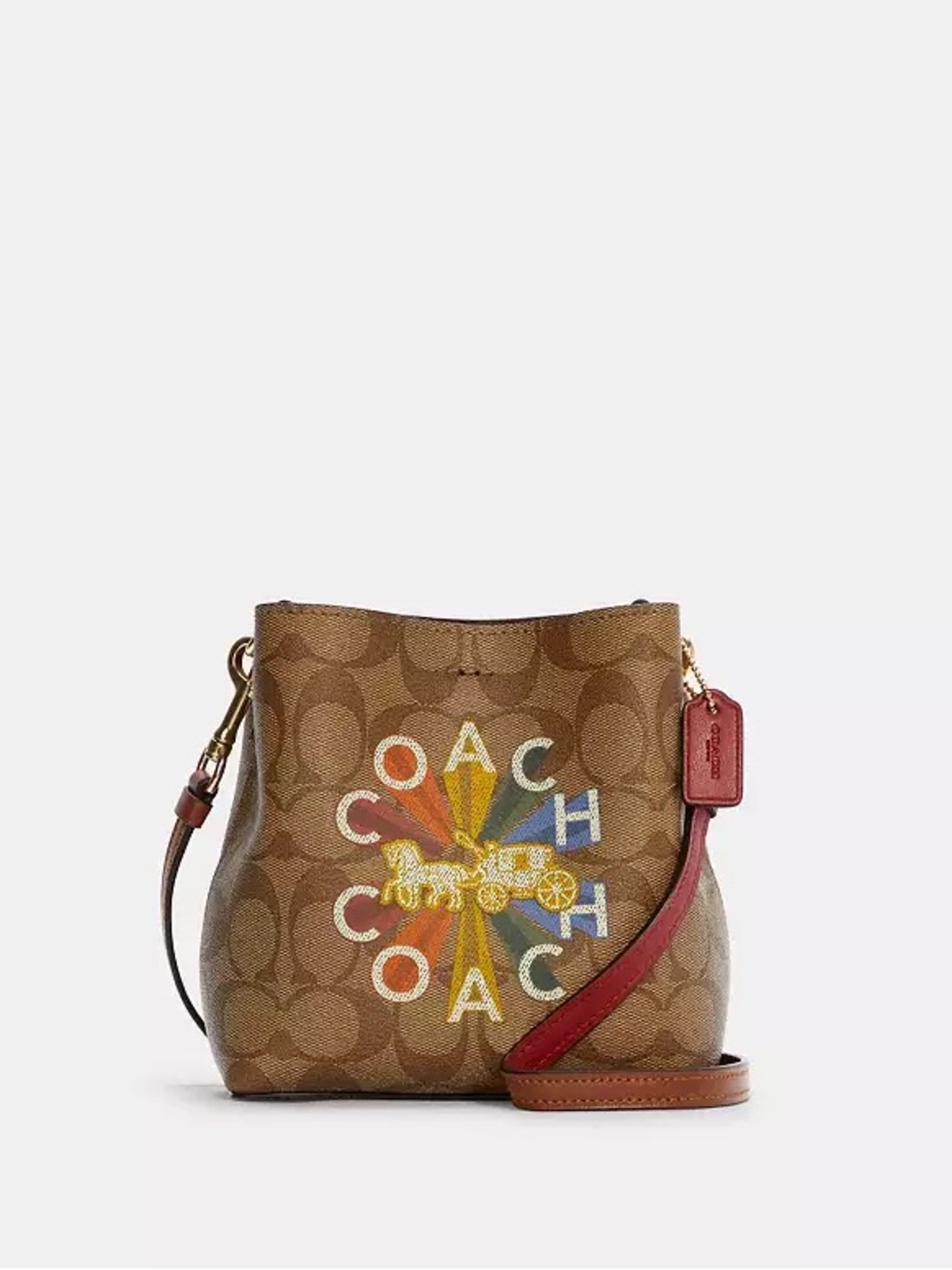 Coach mini Brown Crossbody with Multicolor Logo